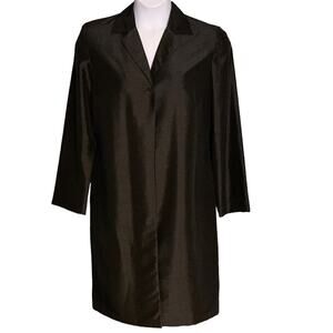 Vintage AGB Byer California Black Midi Overcoat Jacket Sz 16 Made Hong Kong 90s